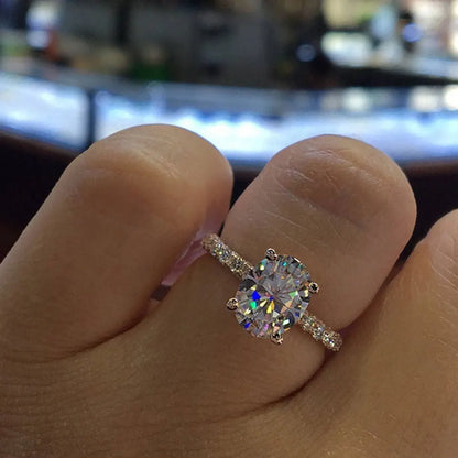 Brileon Elegance Oval Moissanite Ring – 18K White Gold Plated S925 - Brileon