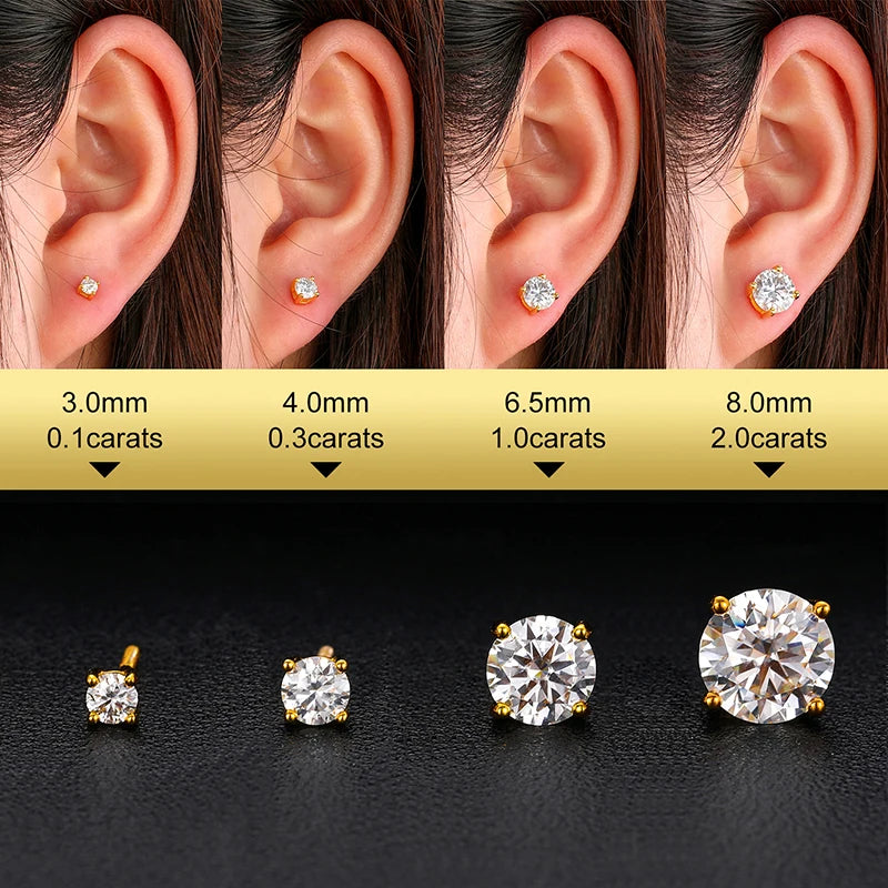 TUHE Unisex Classic Round Moissanite Earring For Women Jewelry 5MM/6MM/7/MM Silver 925 Fashion Earrings Women Gift - Brileon