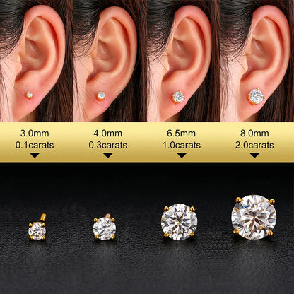 TUHE Unisex Classic Round Moissanite Earring For Women Jewelry 5MM/6MM/7/MM Silver 925 Fashion Earrings Women Gift - Brileon
