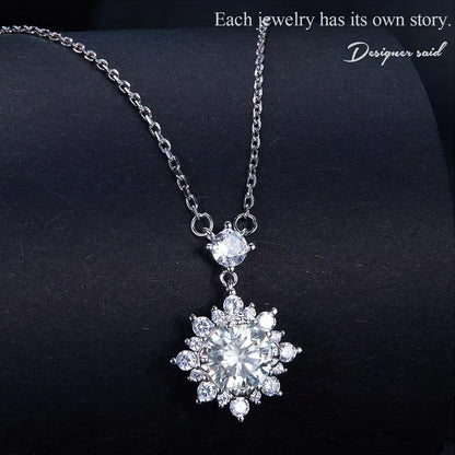 BAMOER Moissanite Halo Necklace for Women, 1 Carat Lab Grown Diamond 925 Sterling Silver Chain Necklace - Brileon