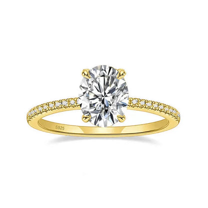 Brileon Elegance Oval Moissanite Ring – 18K White Gold Plated S925 - Brileon