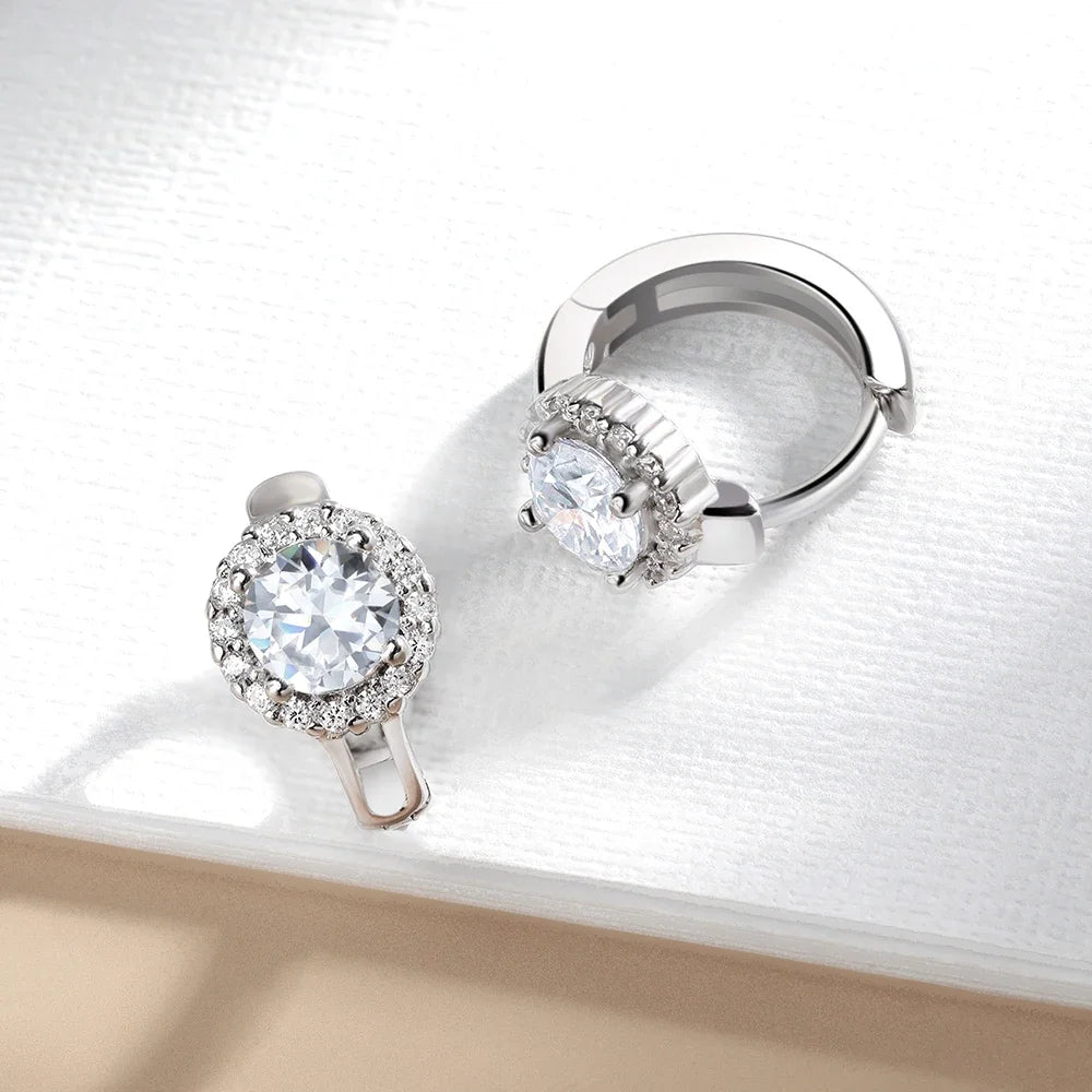 Serenty 2ct D Color Moissanite Hoop Earrings For Women Wedding Bridal S925 Sterling Silver Couples Stud Earring Anniversary Gift - Brileon