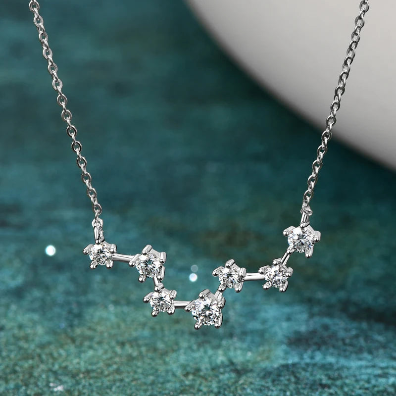 RAPRGOLD D Color GRA Certified Moissanite Big Dipper Pendant Necklaces S925 Sterling Silver Women's Jewelry Chains for Wedding - Brileon