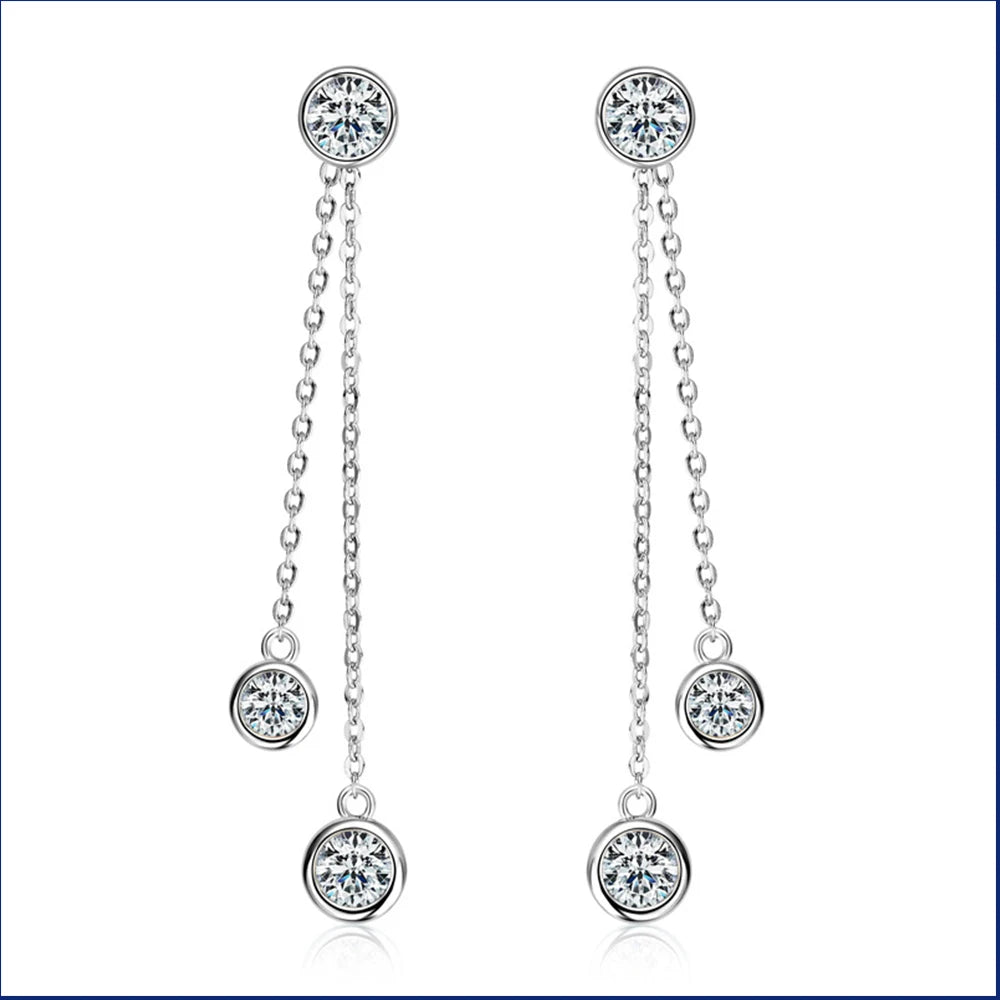 Brileon Seraphina™ Moissanite Tassel Drop Earrings - Brileon