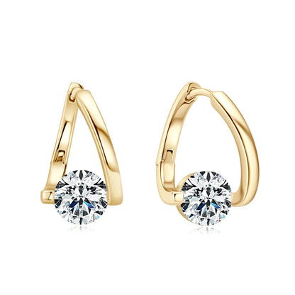 Lnngy Huggies Earrings Sterling Silver 925 Fashion Korean Bling 6.5mm 1.0ct Moissanite Hoop Earring For Women Bridal Jewelry - Brileon