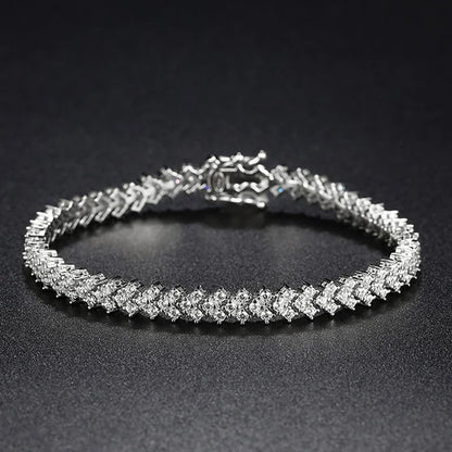 NeeTim Moissanite Tennis Bracelet 925 Sterling Silver Full Diamond Bracelets with Gold Plated  Fine Jewelry For Women with GRA - Brileon