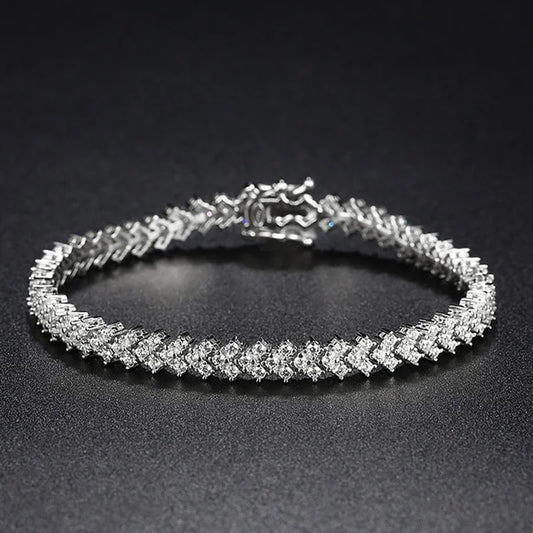 NeeTim Moissanite Tennis Bracelet 925 Sterling Silver Full Diamond Bracelets with Gold Plated  Fine Jewelry For Women with GRA - Brileon