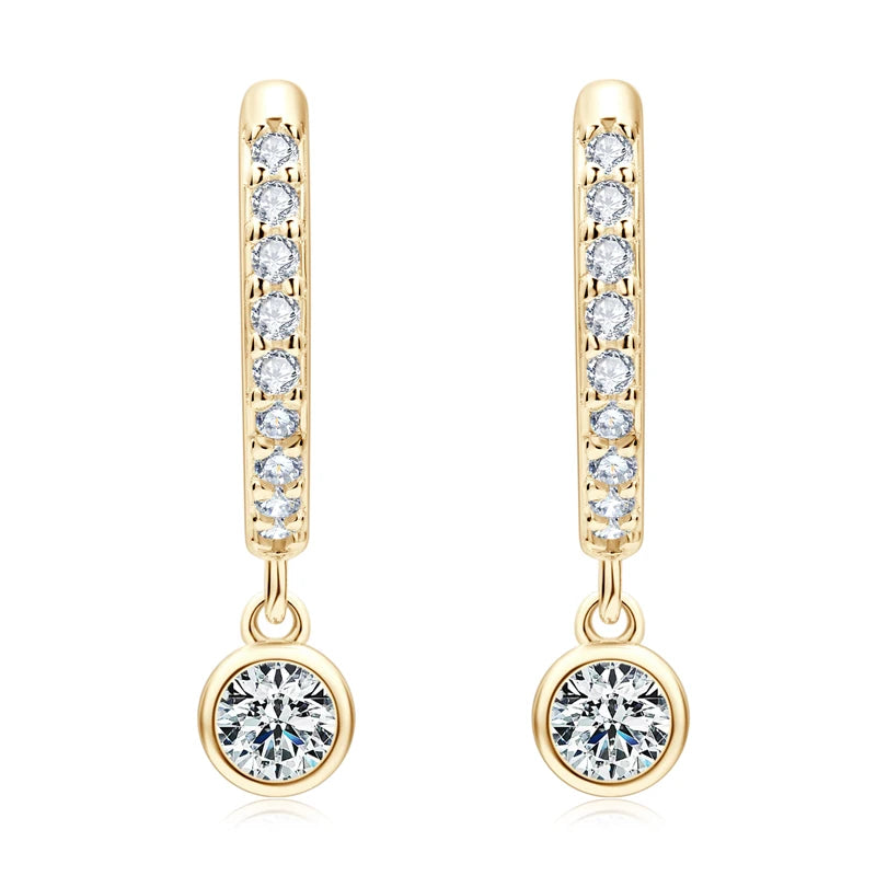 RAPRGOLD GRA Certified Round Moissanite Hoop Earrings for Women 925 Sterling Silver Huggie Earring Fine Jewelry Gifts Pendientes - Brileon