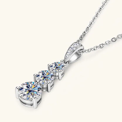 RAPRGOLD GRA Certified Round Moissanite Drop Pendant Necklace for Women S925 Sterling Silver Chains Wedding Neck Jewelry Gifts - Brileon