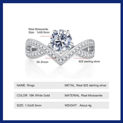 Brileon Elegant Celeste V-Crown Moissanite Ring - Brileon