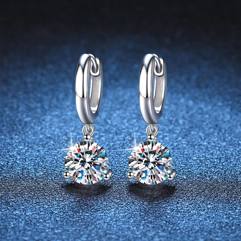 NeeTim 2ct Moissanite Earrings100% S925 Sterling Silver Orginal Drop Earring Wedding Bride Jewelry with Certificate for Women - Brileon