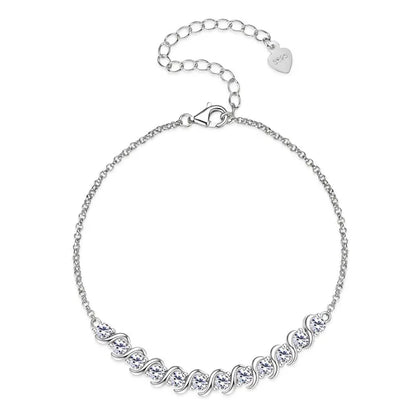 RAPRGOLD Full Moissanite Bracelet for Women S925 Sterling Silver Adjustable Bracelets Chain Wedding Party Jewelry Gifts pulseras - Brileon