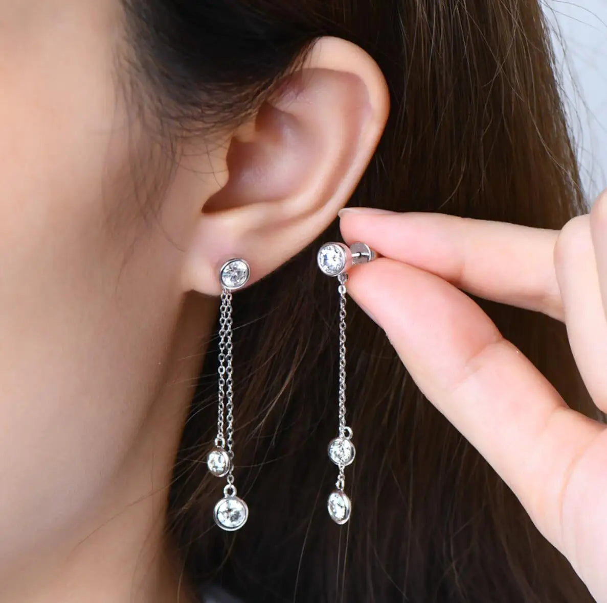 Brileon Seraphina™ Moissanite Tassel Drop Earrings - Brileon