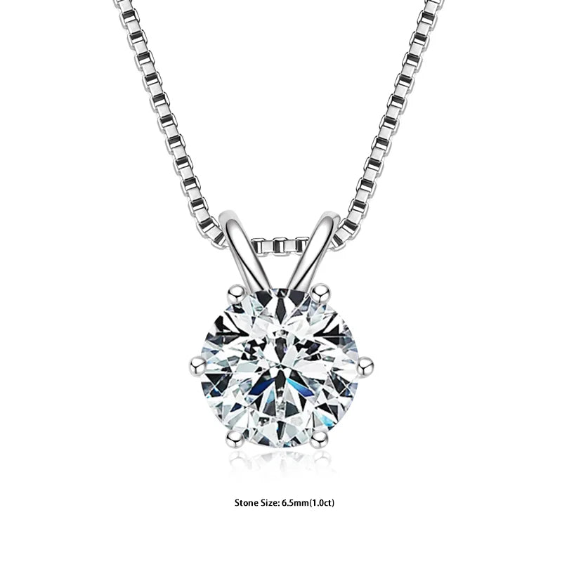 GRA Certified Moissanite Pendant – 925 Silver Solitaire Necklace (0.5-5ct) - Brileon