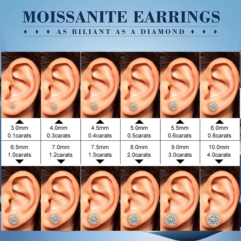 TUHE Unisex Classic Round VVS1 Moissanite Earring For Women Fine Jewelry luxury Wedding Lab Diamond 925 Silver Earring Gift - Brileon