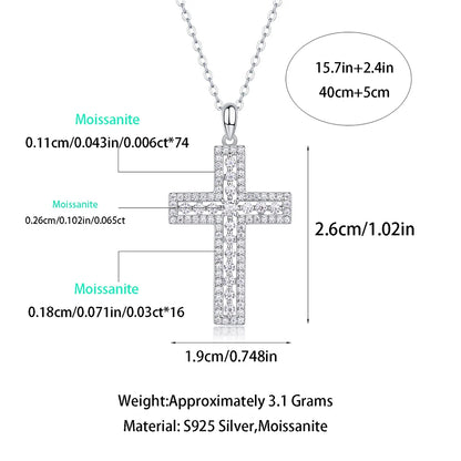 Serenty D Color All Moissanite Cross Necklace For Women S925 Sterling Silver Sparkling Jesus Pendant Necklace Plated 18K Jewelry - Brileon