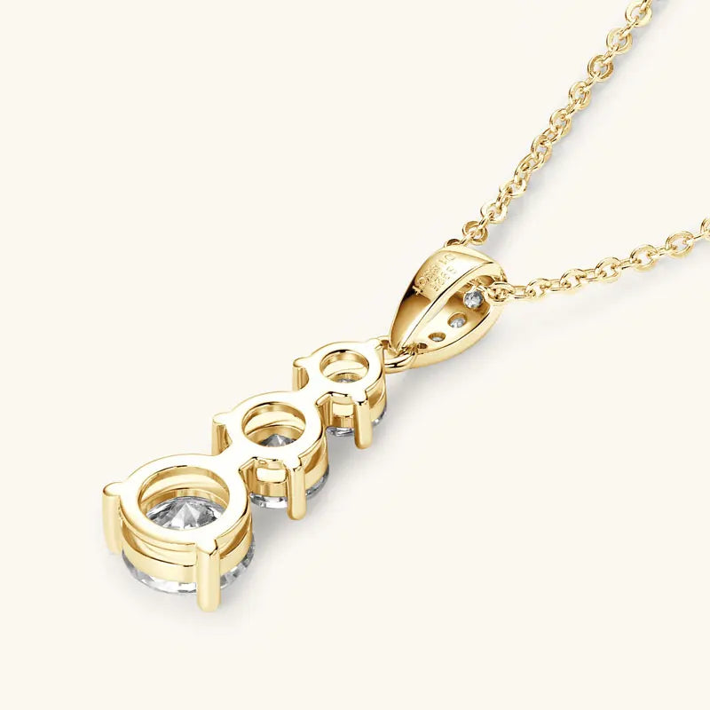 RAPRGOLD GRA Certified Round Moissanite Drop Pendant Necklace for Women S925 Sterling Silver Chains Wedding Neck Jewelry Gifts - Brileon