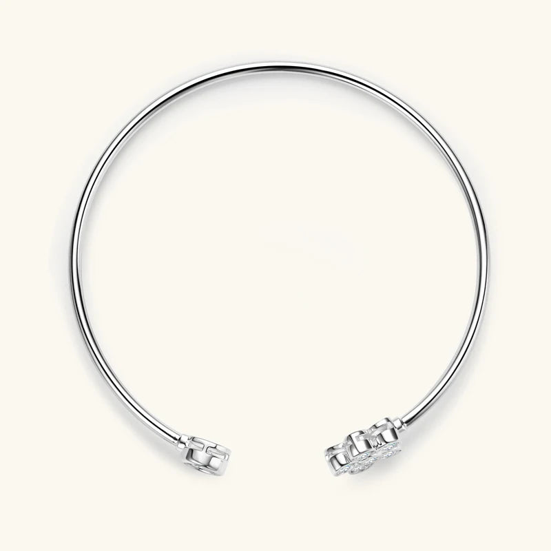Lnngy Exquisite Flower Cuff Bracelet Bezel Moissanite Adjustable Bracelets For Women Girl 925 Sterling Silver Wrist Jewelry Gift - Brileon
