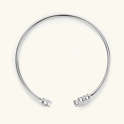 Lnngy Exquisite Flower Cuff Bracelet Bezel Moissanite Adjustable Bracelets For Women Girl 925 Sterling Silver Wrist Jewelry Gift - Brileon