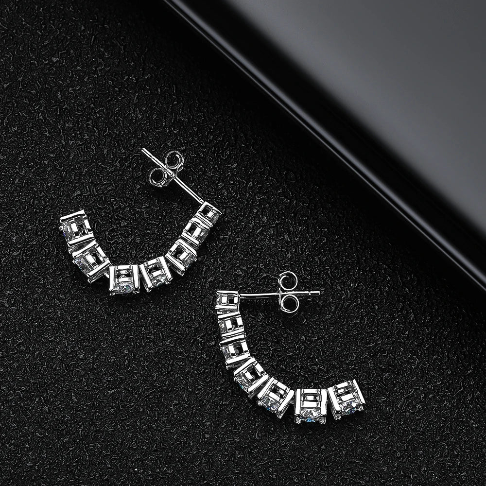 Brileon Luminara Moissanite Pendant Earrings – 18K White Gold Plated S925 - Brileon