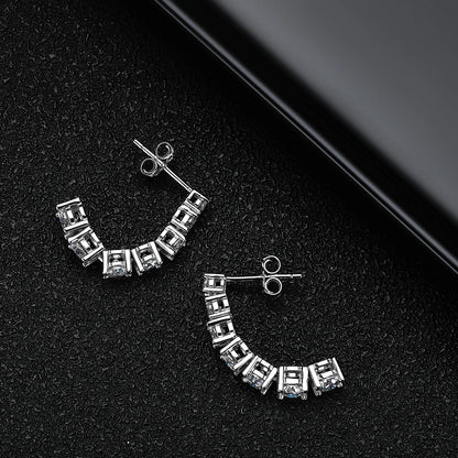 Brileon Luminara Moissanite Pendant Earrings – 18K White Gold Plated S925 - Brileon