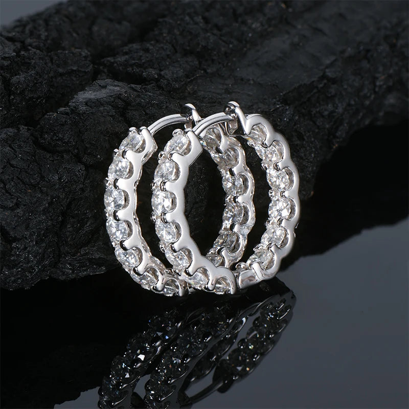Brileon Classic Sparkle Hoop Moissanite Earrings - Brileon