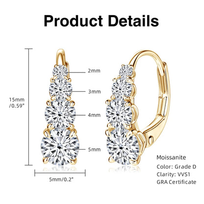 Brileon Celestara Vintage Moissanite Hoop Clip Earrings – 1.86CT, 925 Sterling Silver - Brileon