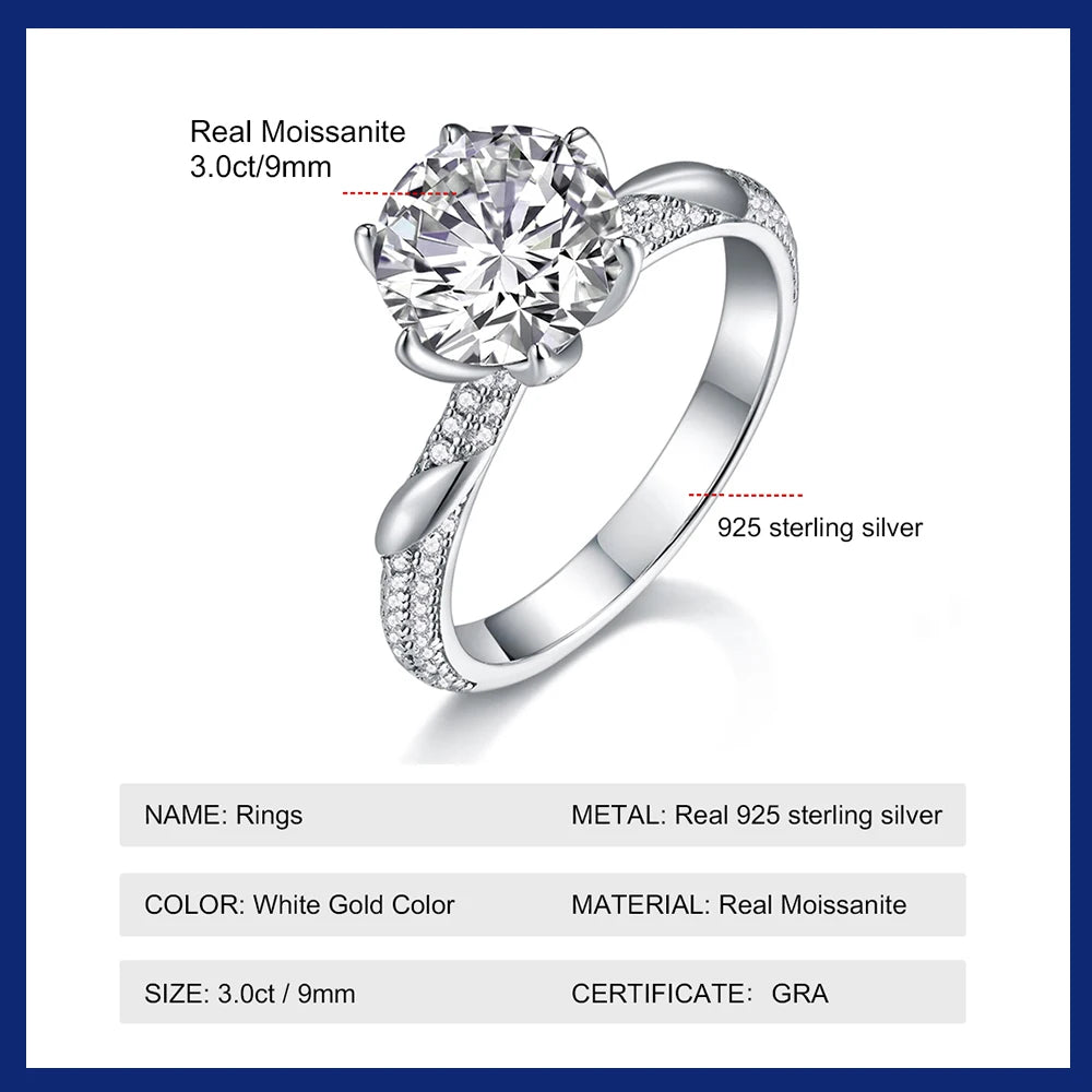 Brileon Radiant 3CT Moissanite Ring - Brileon