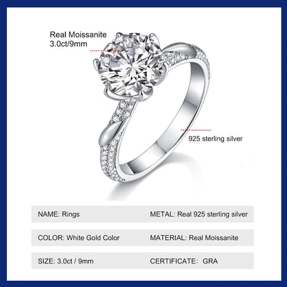 Brileon Radiant 3CT Moissanite Ring - Brileon