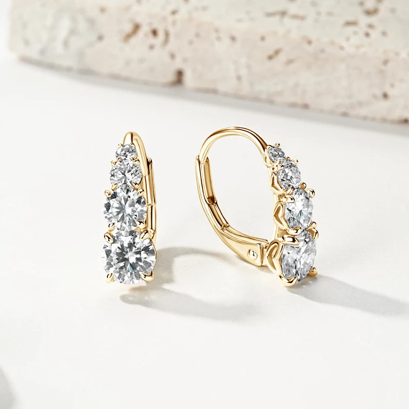 Brileon Celestara Vintage Moissanite Hoop Clip Earrings – 1.86CT, 925 Sterling Silver - Brileon
