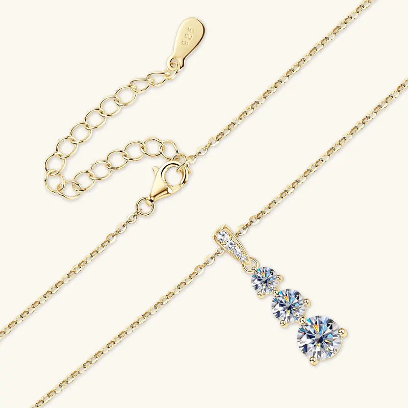 RAPRGOLD GRA Certified Round Moissanite Drop Pendant Necklace for Women S925 Sterling Silver Chains Wedding Neck Jewelry Gifts - Brileon