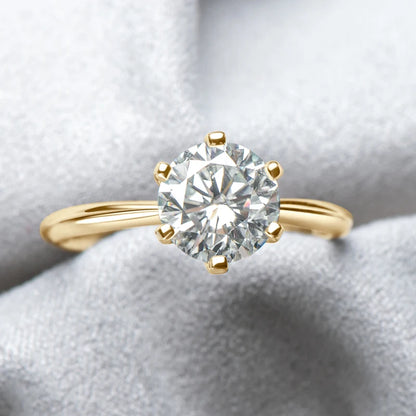 Anziw 0.5-3.0CT Moissanite Solitaire Ring Silver 925 14K Gold Plated Wedding Engagement Band For Women Jewelry with Certificate - Brileon