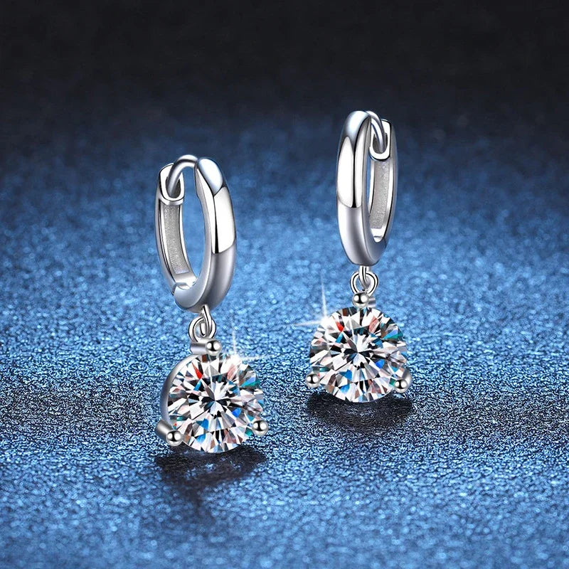NeeTim 2ct Moissanite Earrings100% S925 Sterling Silver Orginal Drop Earring Wedding Bride Jewelry with Certificate for Women - Brileon