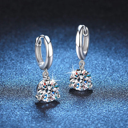NeeTim 2ct Moissanite Earrings100% S925 Sterling Silver Orginal Drop Earring Wedding Bride Jewelry with Certificate for Women - Brileon