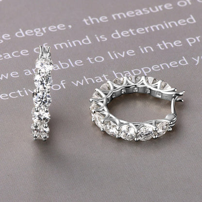 Luxury 4mm Full Moissanite Hoop Earring Original Certified 925 Silver 3.6ct Moissanite Diamond Earring for Women Wedding Jewelry - Brileon