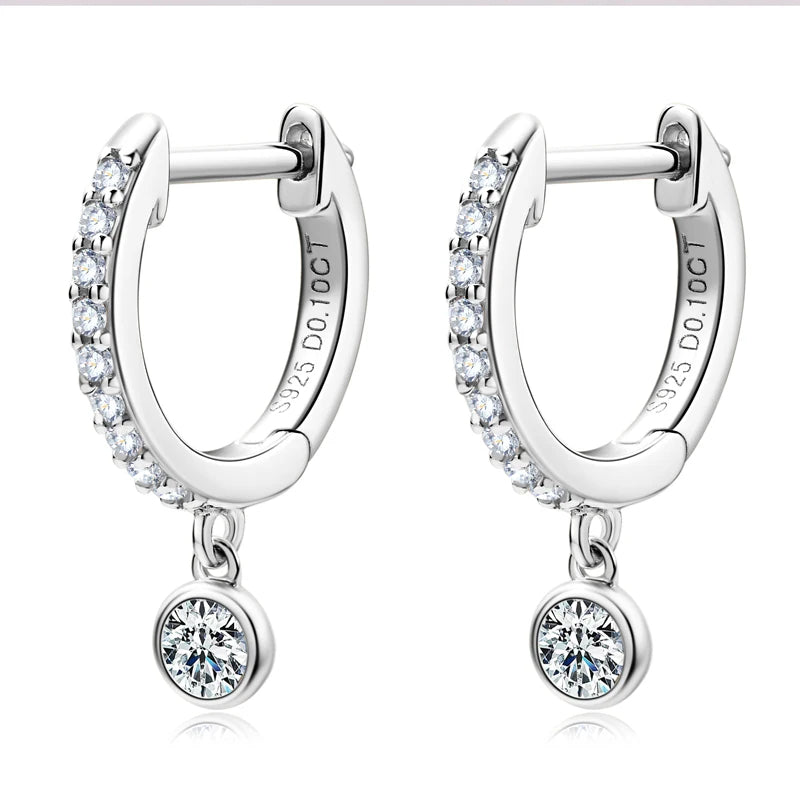 RAPRGOLD GRA Certified Round Moissanite Hoop Earrings for Women 925 Sterling Silver Huggie Earring Fine Jewelry Gifts Pendientes - Brileon