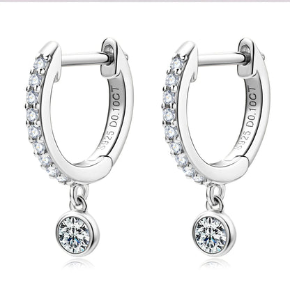 RAPRGOLD GRA Certified Round Moissanite Hoop Earrings for Women 925 Sterling Silver Huggie Earring Fine Jewelry Gifts Pendientes - Brileon