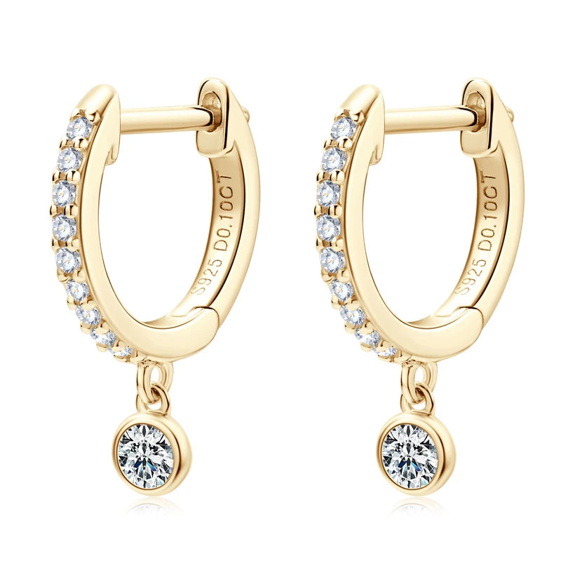 RAPRGOLD GRA Certified Round Moissanite Hoop Earrings for Women 925 Sterling Silver Huggie Earring Fine Jewelry Gifts Pendientes - Brileon