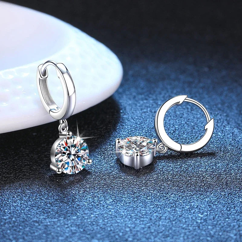 NeeTim 2ct Moissanite Earrings100% S925 Sterling Silver Orginal Drop Earring Wedding Bride Jewelry with Certificate for Women - Brileon