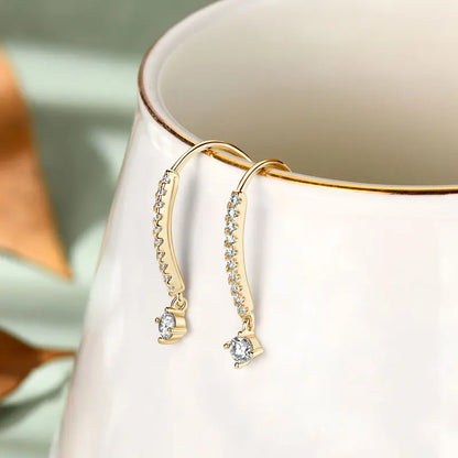 RAPRGOLD VVS1 Round Moissanite U-shaped Stud Earrings For Women Girls 925 Sterling Silver Earring Pendientes Fine Jewelry Gifts - Brileon