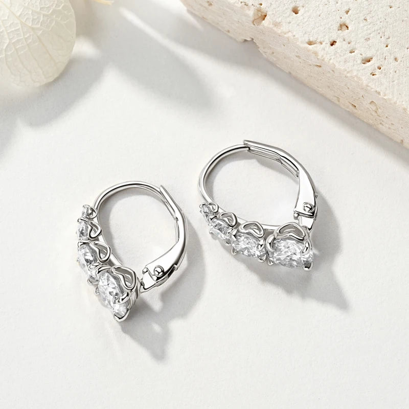 Brileon Celestara Vintage Moissanite Hoop Clip Earrings – 1.86CT, 925 Sterling Silver - Brileon
