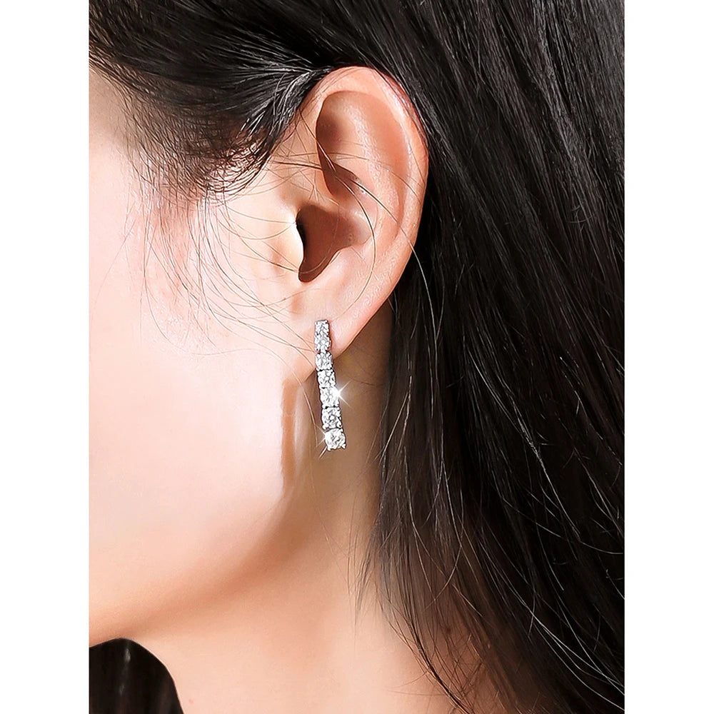 Brileon Luminara Moissanite Pendant Earrings – 18K White Gold Plated S925 - Brileon