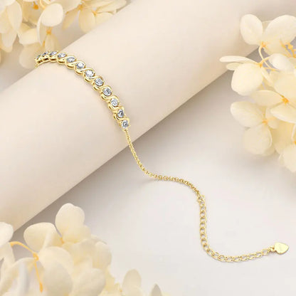 RAPRGOLD Full Moissanite Bracelet for Women S925 Sterling Silver Adjustable Bracelets Chain Wedding Party Jewelry Gifts pulseras - Brileon