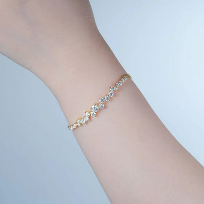 Lnngy Moissanite Bracelet With Certificate 925 Sterling Silver Adjustable Double Chain Bracelets for Women Wedding Jewelry Gift - Brileon