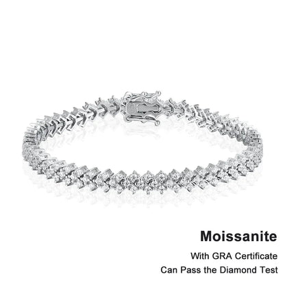 NeeTim Moissanite Tennis Bracelet 925 Sterling Silver Full Diamond Bracelets with Gold Plated  Fine Jewelry For Women with GRA - Brileon