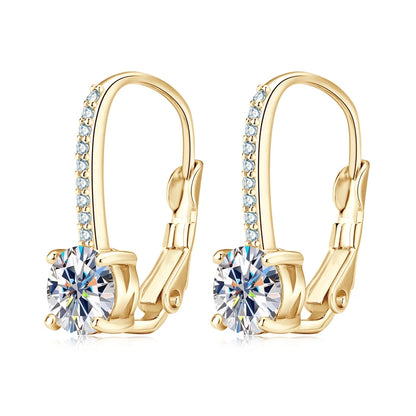 Trendy 14K Gold Plated Earrings 2023 Silver Hoops 925 Dangle Earrings for Women Lever Back Moissanite Earring Drop Girls Jewelry - Brileon