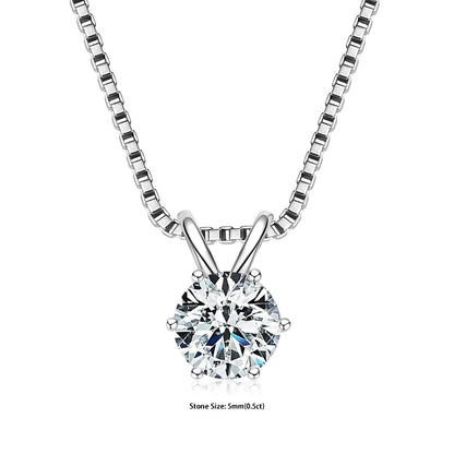 GRA Certified Moissanite Pendant – 925 Silver Solitaire Necklace (0.5-5ct) - Brileon