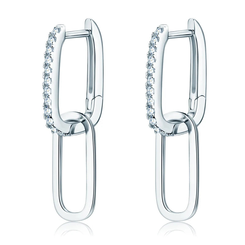Brileon Moissanite Paperclip Hoop Earrings - Brileon