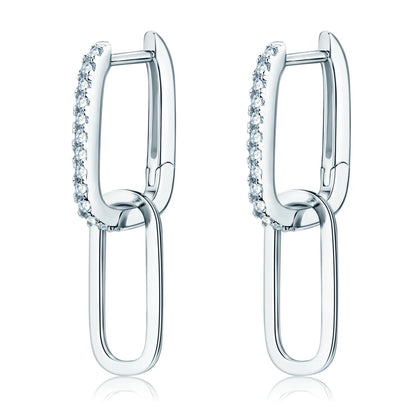 Brileon Moissanite Paperclip Hoop Earrings - Brileon