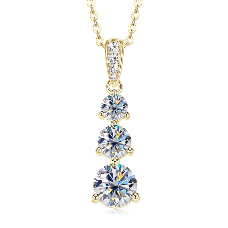 RAPRGOLD GRA Certified Round Moissanite Drop Pendant Necklace for Women S925 Sterling Silver Chains Wedding Neck Jewelry Gifts - Brileon